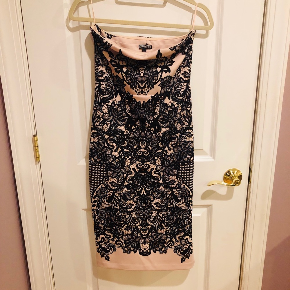 Express tan & black dress